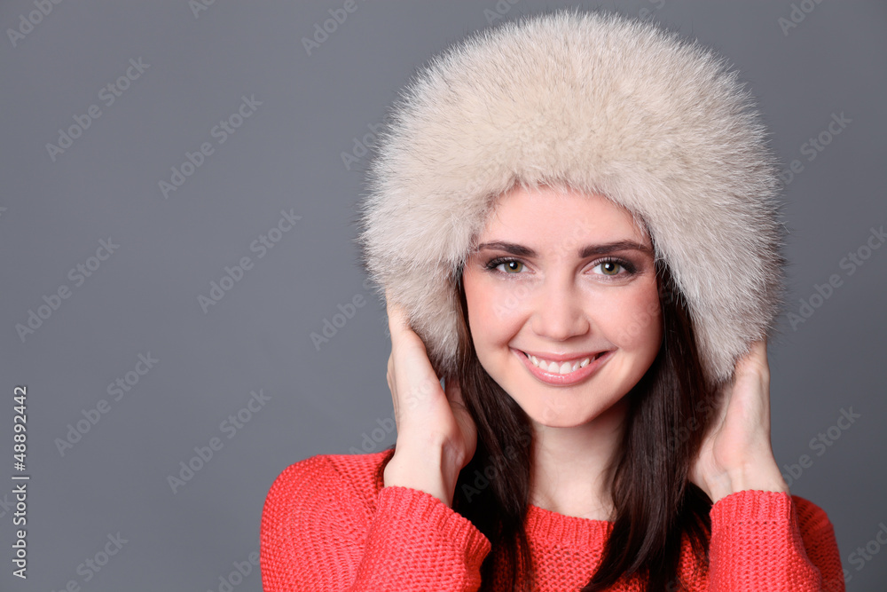 portrait of a beautiful happy woman in a knitted jacket portrait of a beautiful happy woman in a knitted jacket