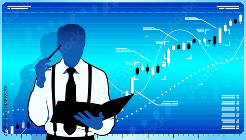 Business analyst think about stock market