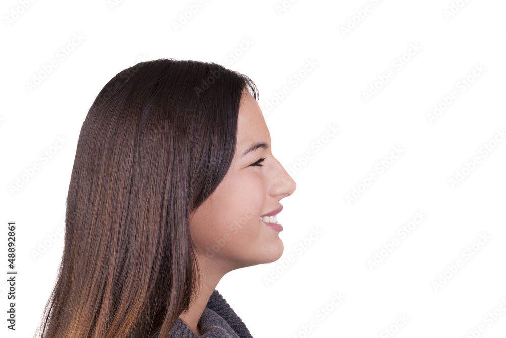 Smiling Caucasian Teen Girl Profile Portrait Horizontal Smiling Caucasian Teen Girl Profile Portrait Horizontal