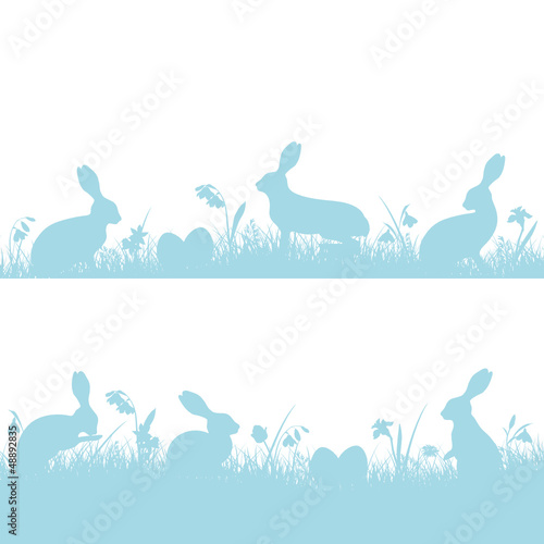 Easter Background Header Meadow Bunny Blue
