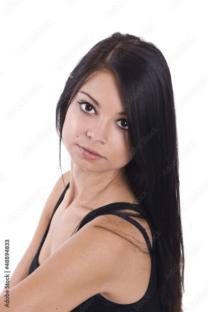 Young happy attractive girl posing in studio . Young happy attractive girl posing in studio .