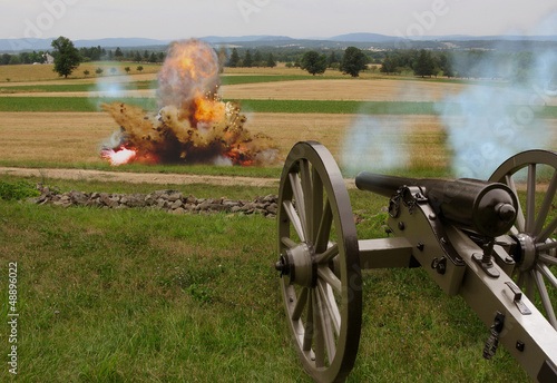 Civil War Cannon with Explosion photo