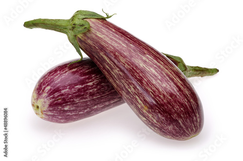 Aubergine, eggplant on white background