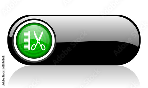 barber black and green web icon on white background