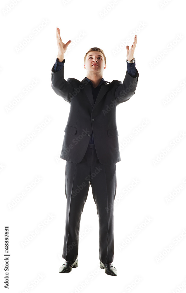 Businessman with hands up Businessman with hands up