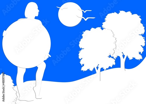 PANORAMA ALBERI E RAGAZZA CON CERCHIO