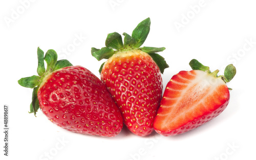 Strawberries white isolated