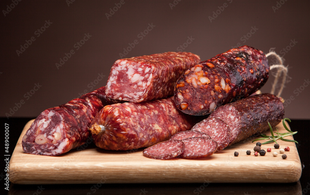 various salami sausages