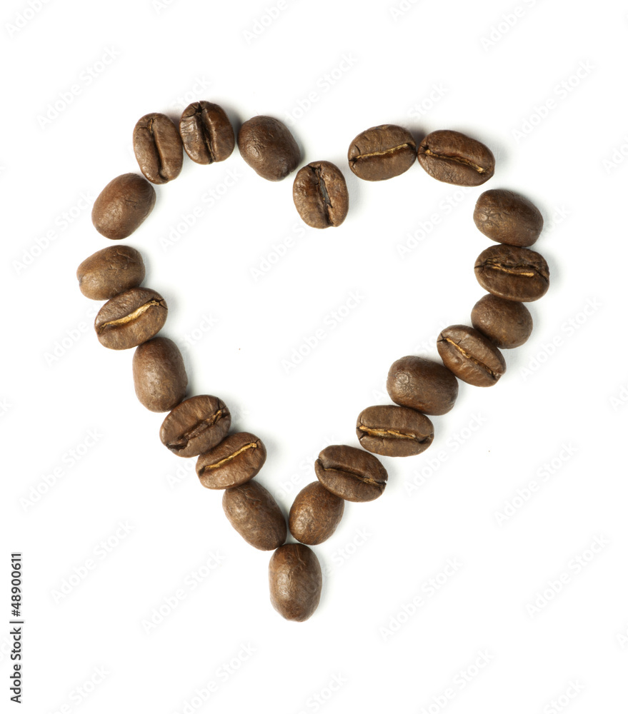 Heart made of coffee beans Heart made of coffee beans
