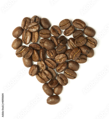 Heart made ​​of coffee beans