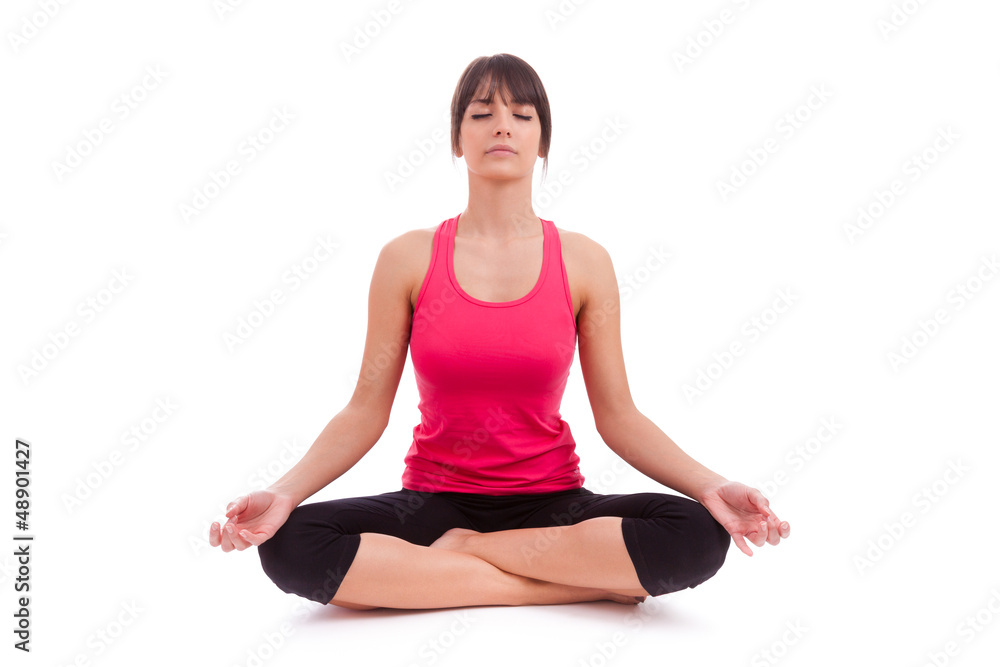 Beautiful caucasian woman in yoga position Beautiful caucasian woman in yoga position