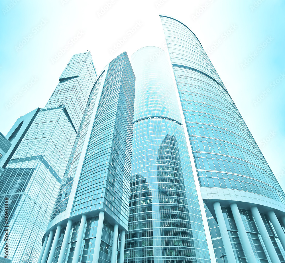 Obraz premium futuristic downtown in the dawn, wide