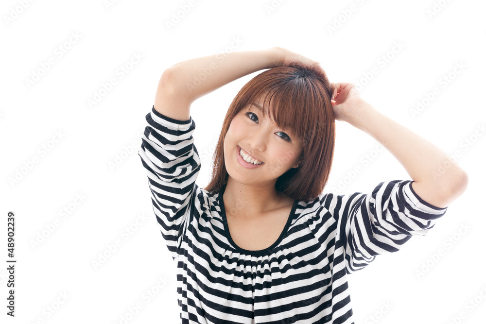 attractive asian woman on white background attractive asian woman on white background
