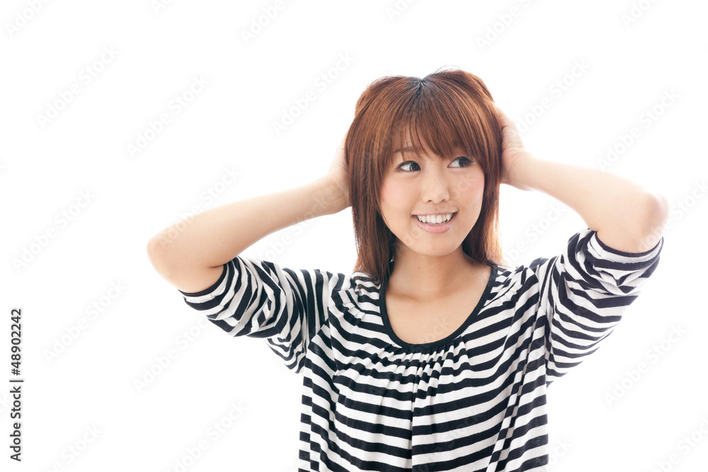 attractive asian woman on white background attractive asian woman on white background