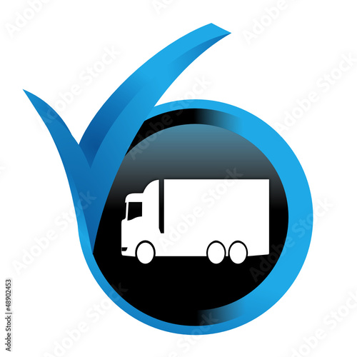 camion sur bouton validé bleu
