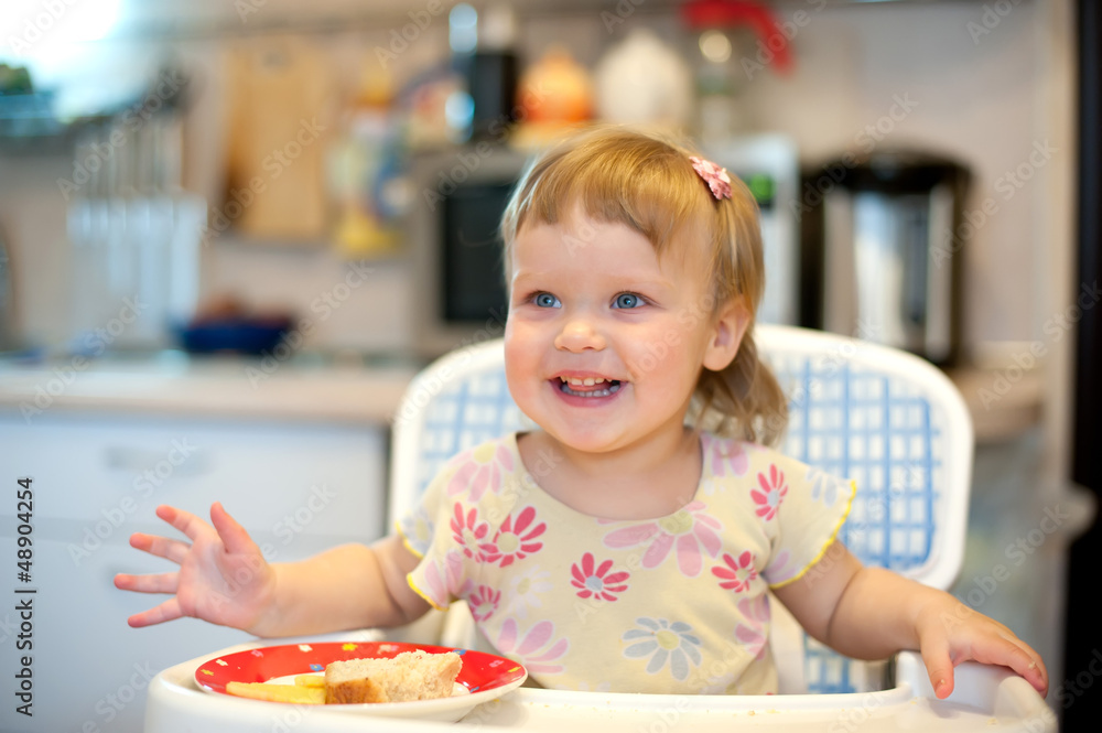 custom made wallpaper toronto digitalBeautiful little girl laughing and eating at the table