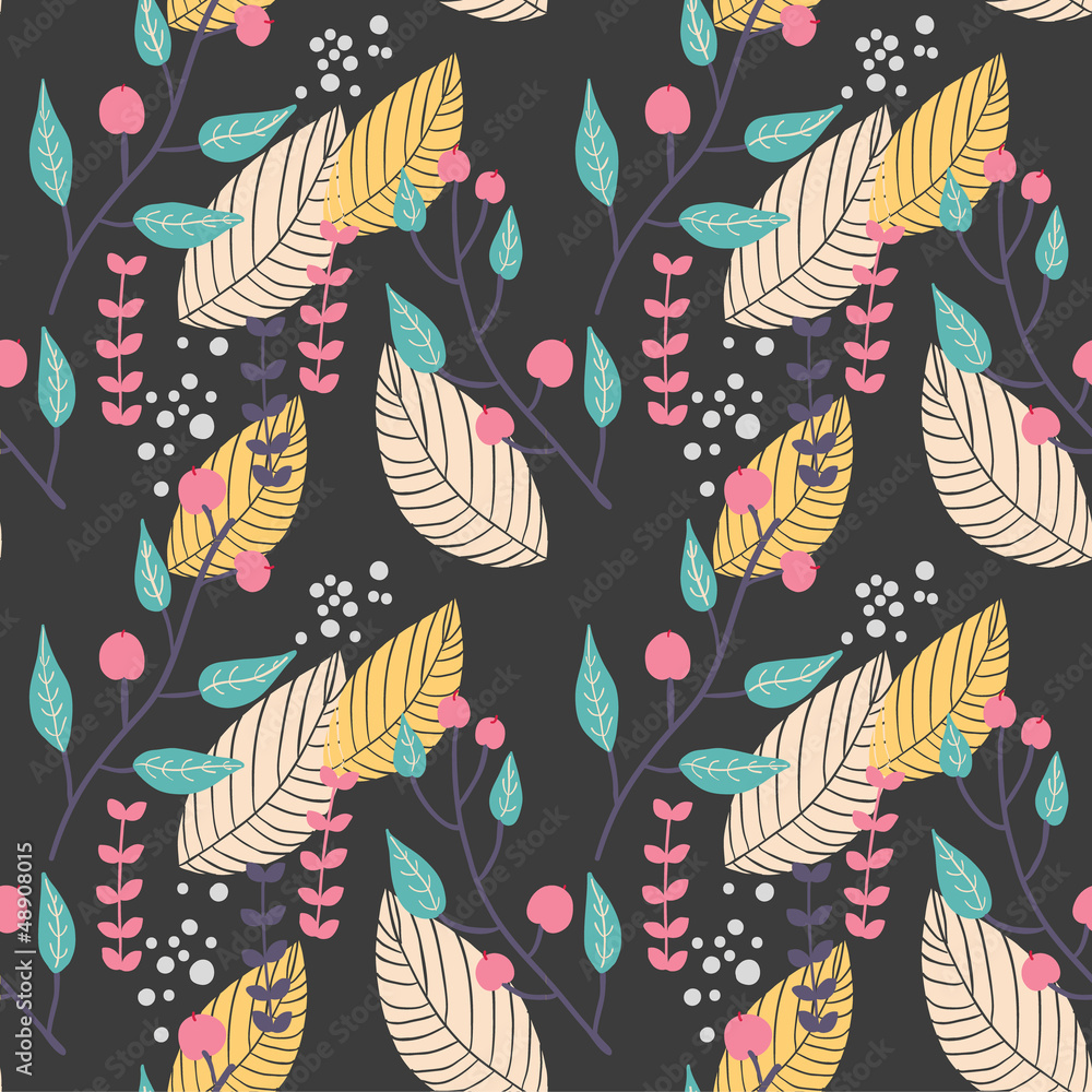 Berries on dark pattern. Floral backround Berries on dark pattern. Floral backround