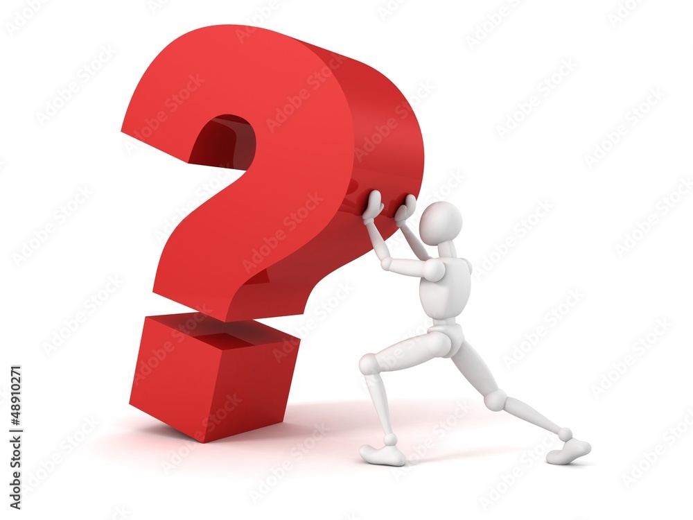 3d man character with big red question mark 3d man character with big red question mark