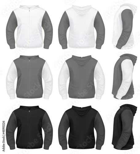 Realistic Men's Hoodie with Zipper