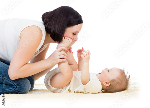 happy mother having fun wit...