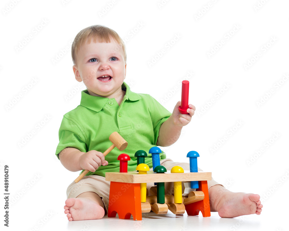 kid playing toy isolated on white background kid playing toy isolated on white background