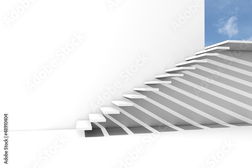 Render of a stairway to the blue sky