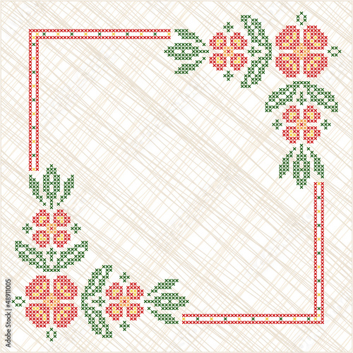 Cross-stitch embroidery in Ukrainian style