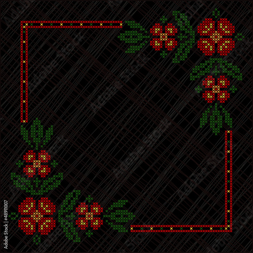 Cross-stitch embroidery in Ukrainian style