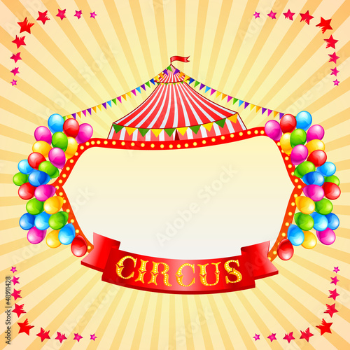 vector illustration of vintage circus poster with copyspcae photo