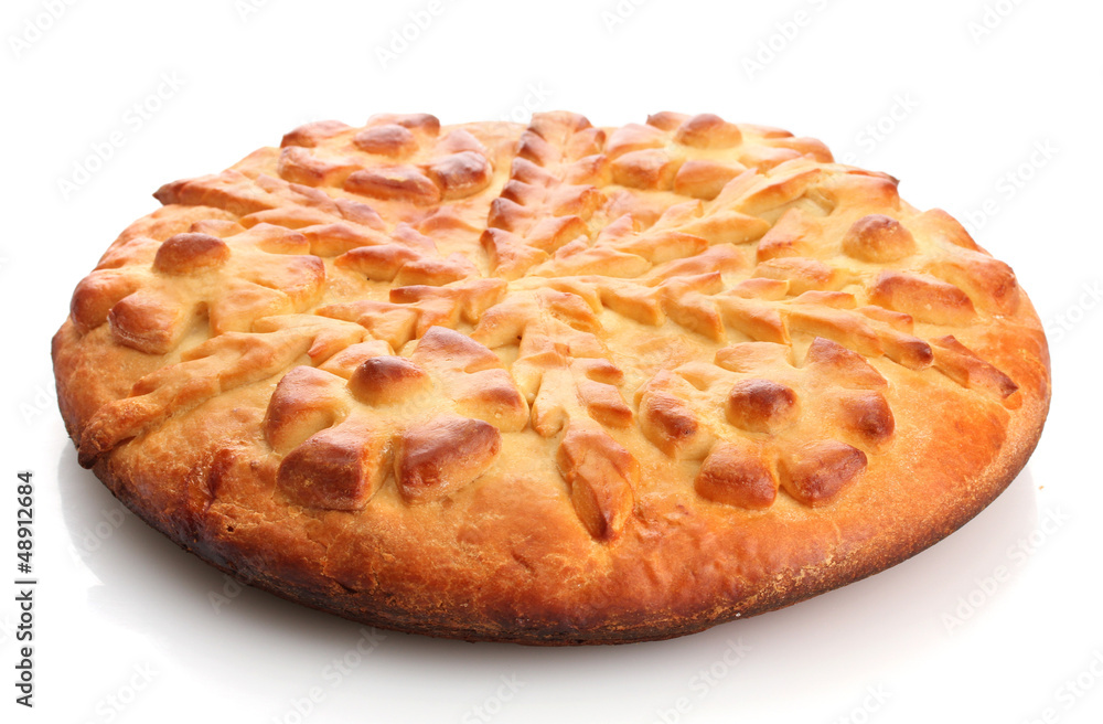 tasty homemade pie, isolated on white tasty homemade pie, isolated on white