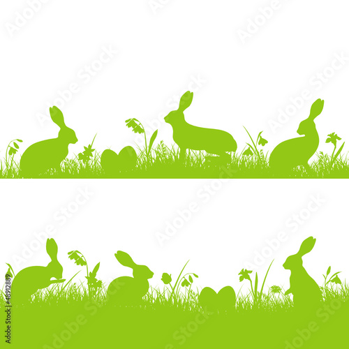 Easter Background Header Meadow Bunny Green