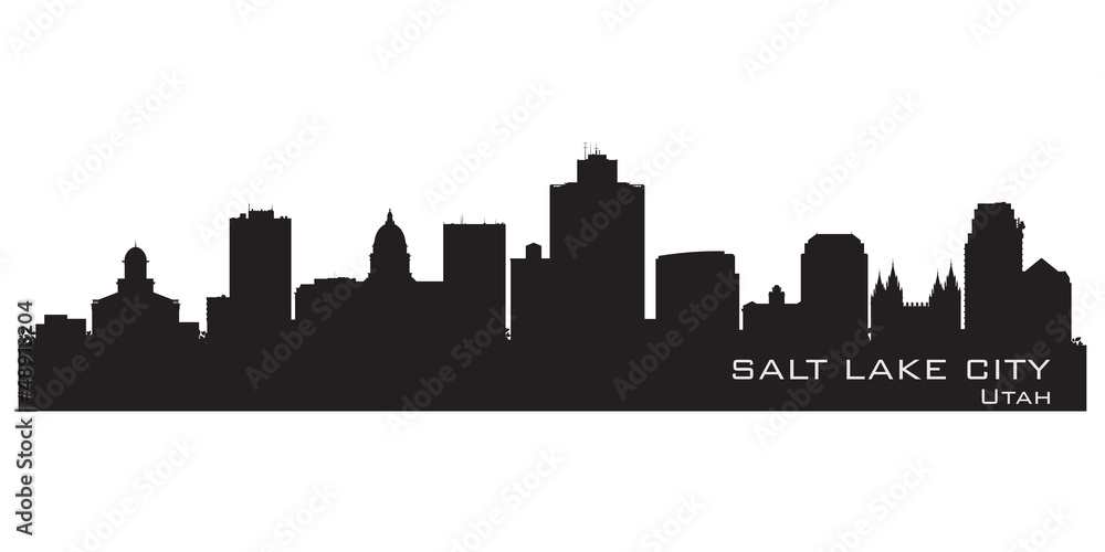 Naklejka premium Salt Lake City, Utah skyline. Szczegółowa sylwetka miasta