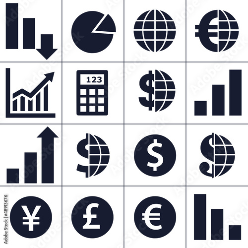 Εκτύπωση καμβά Finance, money, currency exchange, world economy icons