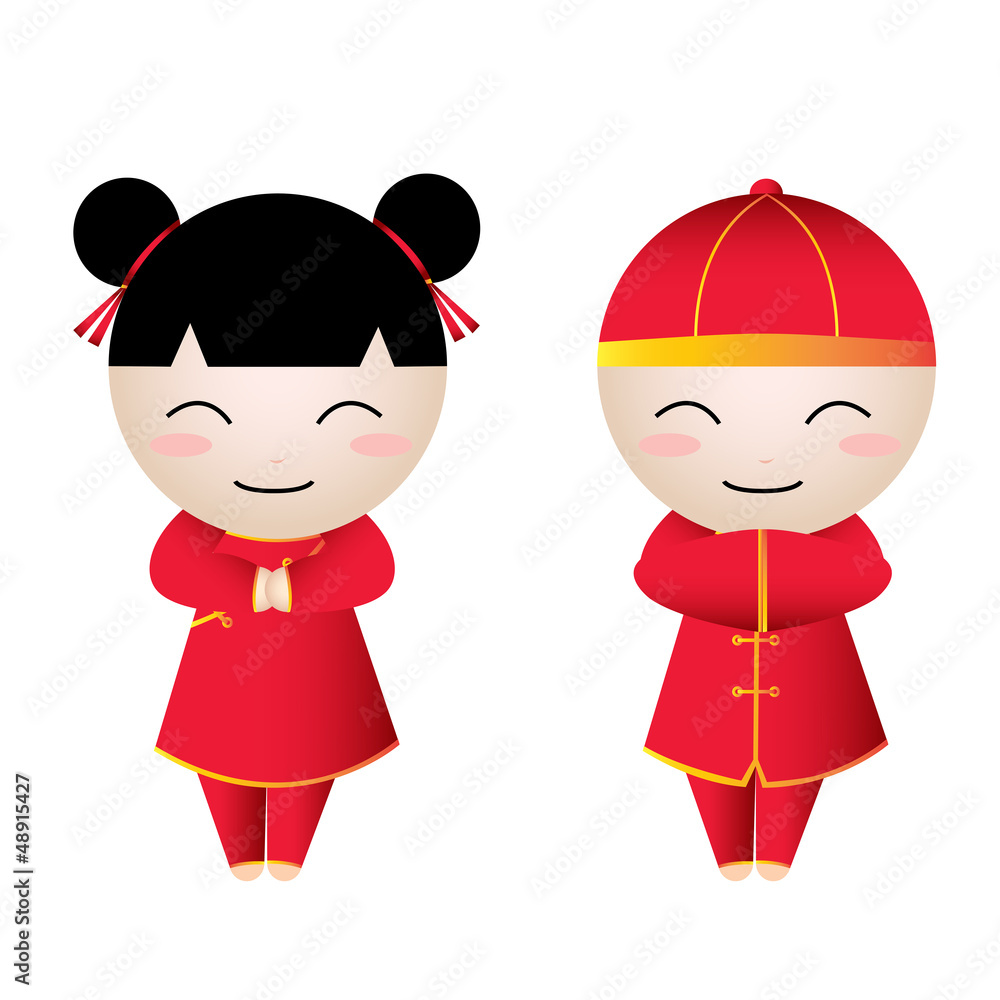 Chinese Girl-Boy Greetings Chinese Girl-Boy Greetings