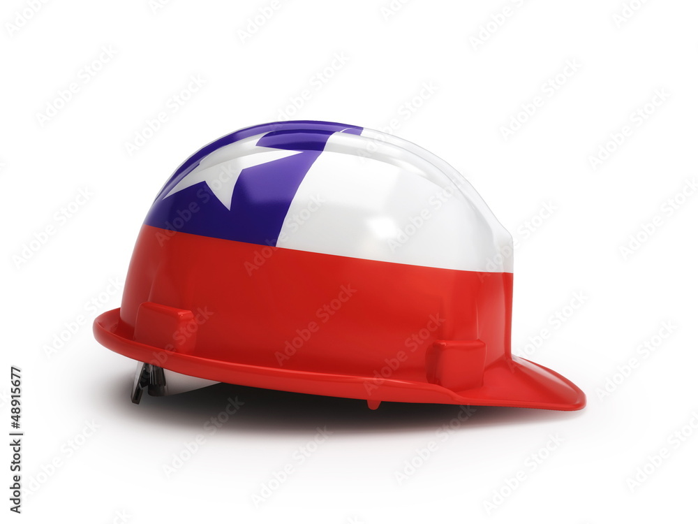 Fototapeta premium Chilean flag on construction helmet