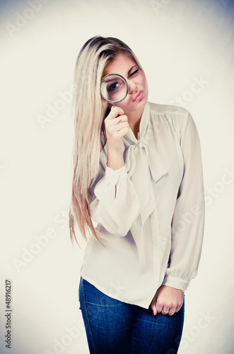 woman with magnifying glass