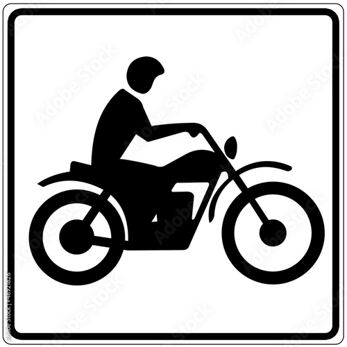 Schild weiß - Motorradfahrer