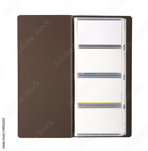 blank business cards in holder