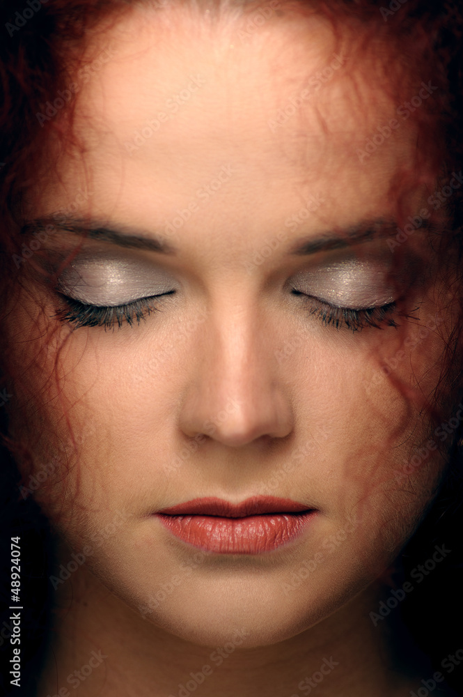 Portrait of a woman with closed eyes Portrait of a woman with closed eyes