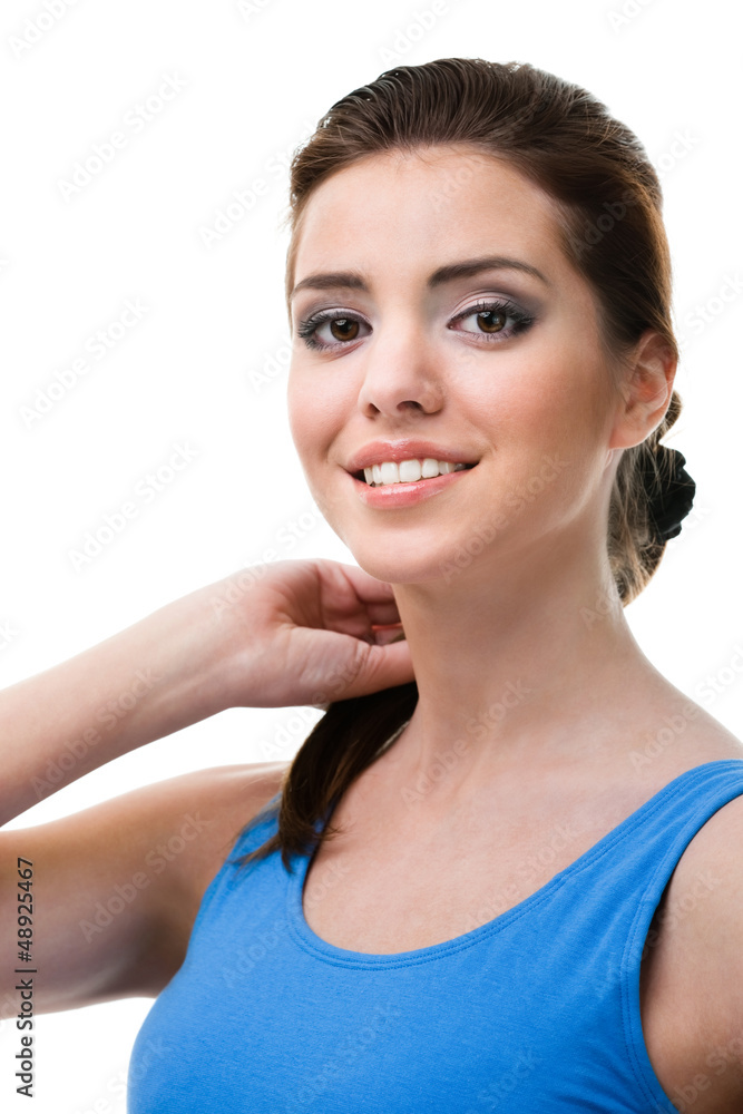 Portrait of a sporty young woman, isolated on white background Portrait of a sporty young woman, isolated on white background