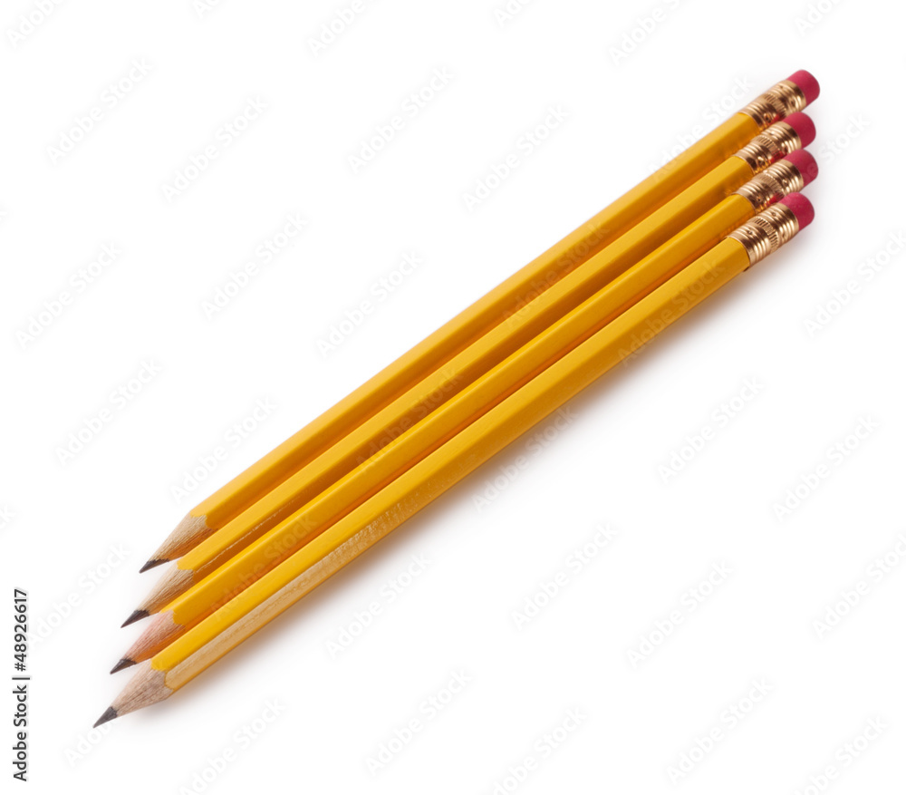 Yellow pencils isolated on a white background