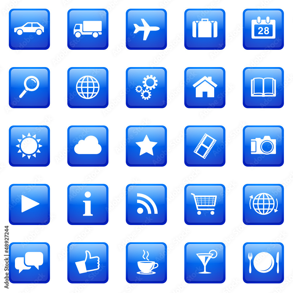 5x5 Button Icon Set Quadratisch Blau - 03 5x5 Button Icon Set Quadratisch Blau - 03