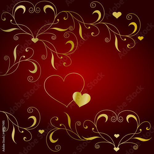 Edler Liebesgruß mit Ornament in Gold und Rot