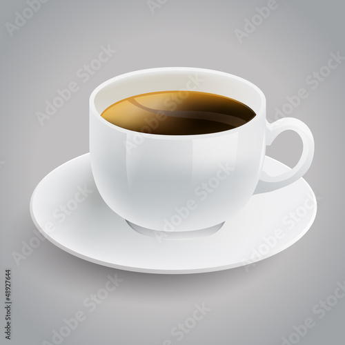realistic white cup of black coffee