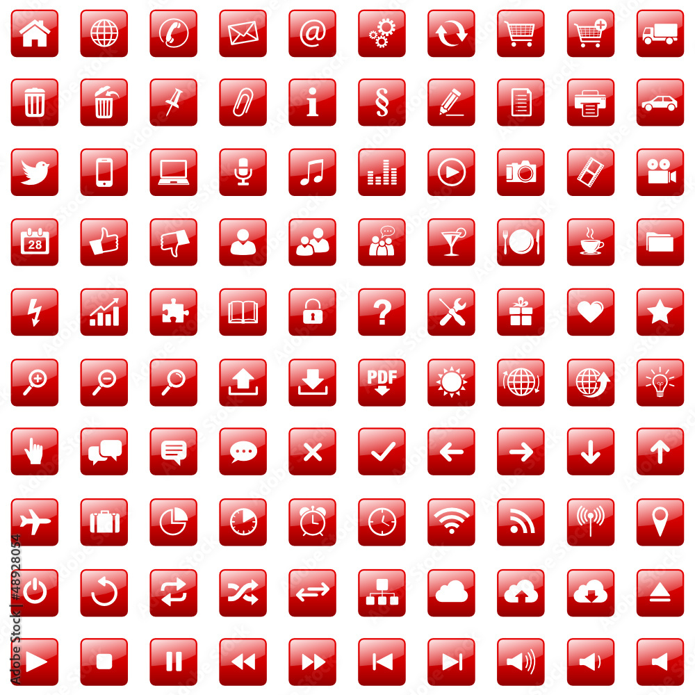 100 Icons // Website Buttons Rot 100 Icons // Website Buttons Rot