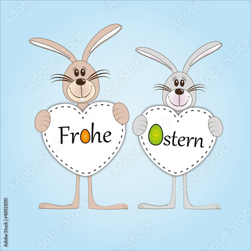 Frohe Ostern - Osterhasen - Osterei - Herz