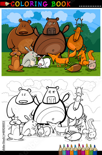 kreskówka dzikich zwierząt leśnych dla kolorowanka