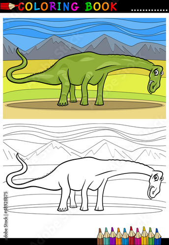 cartoon diplodocus dinosaur coloring page