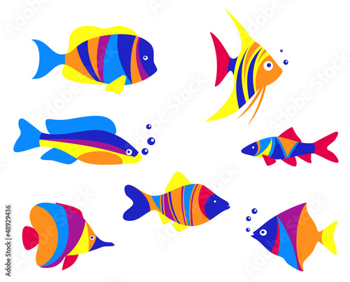 Abstract colorful aquarium fishes