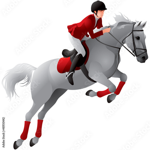 Equestrian sport girl on the white horse